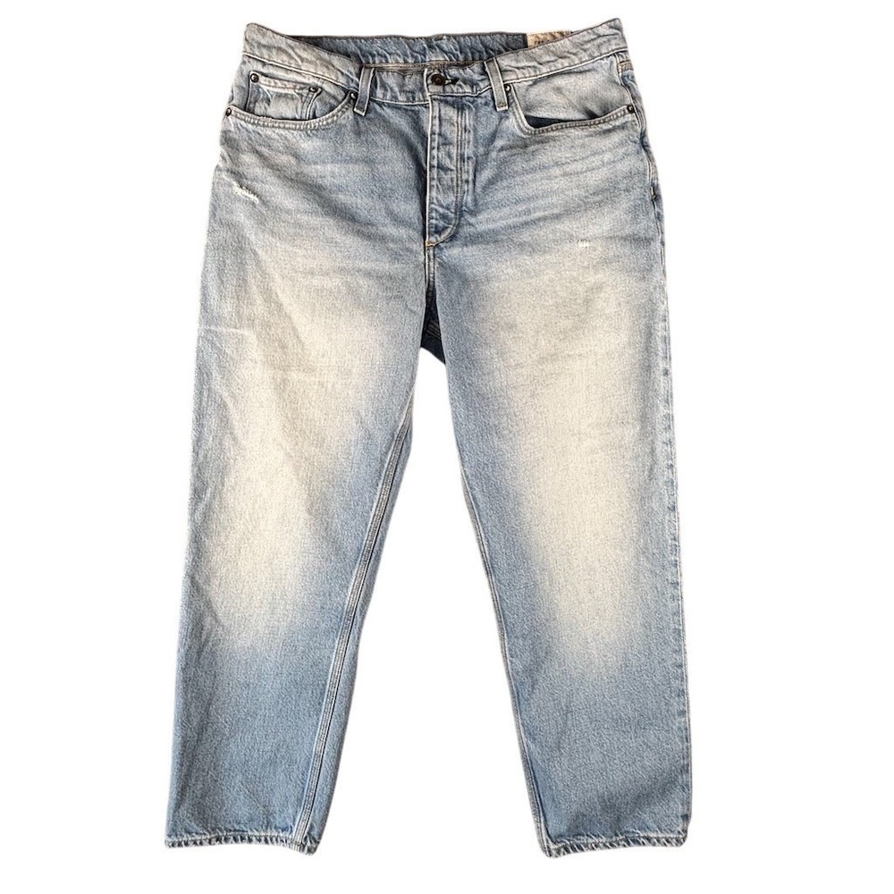 rag & bone Jeans‎ Mens 34 Blue Light Wash Distressed Straight Leg Button
